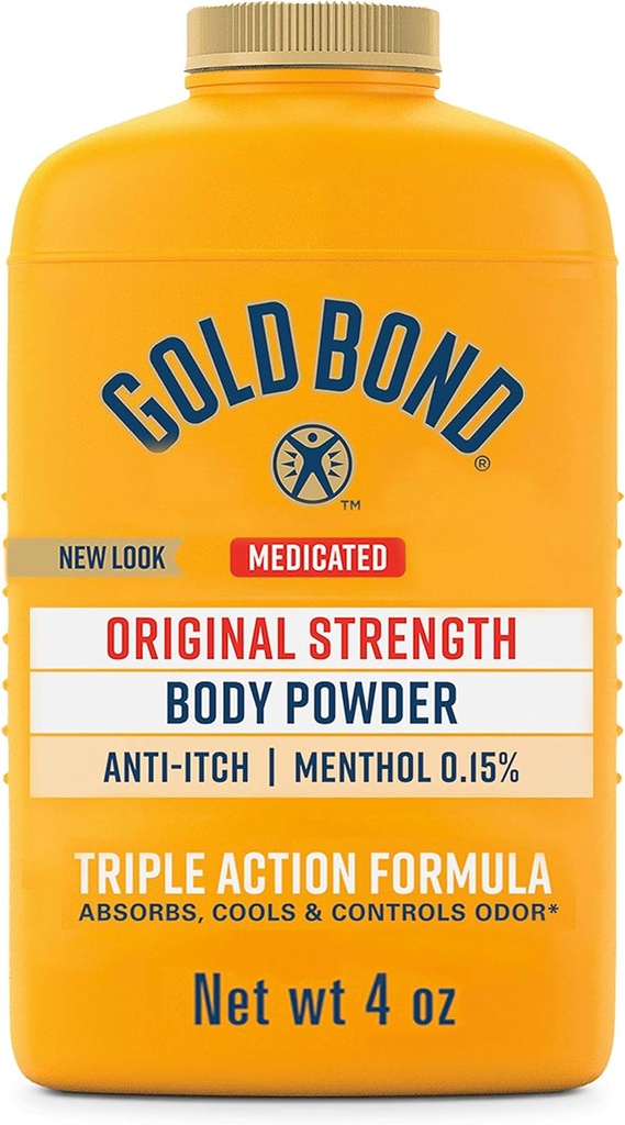 Gold Bond alkuperäinen vahvuus Body Powder, 4 oz., Talkkivapaa, jäänestoaine, Absorbs & Cools