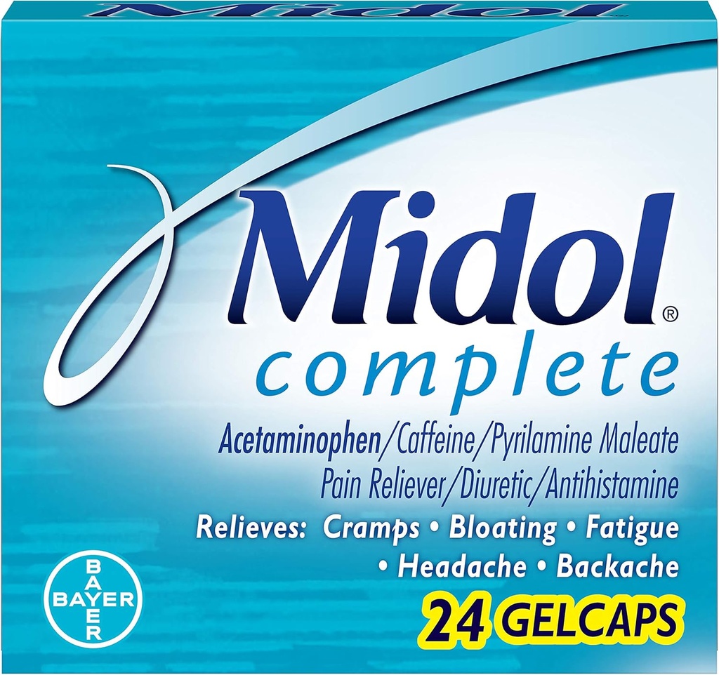 Midol Complete Gelcaps, 24 Count Boxs (pakkaus 4), Pakkaus May Vary