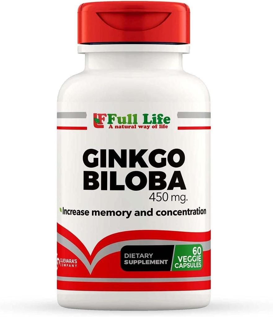 Full Life Ginkgo Biloba kapselit - kasviperäisten täydentää - 60 kasviskapseli 450mg.