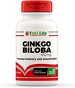 Full Life Ginkgo Biloba kapselit - kasviperäisten täydentää - 60 kasviskapseli 450mg.