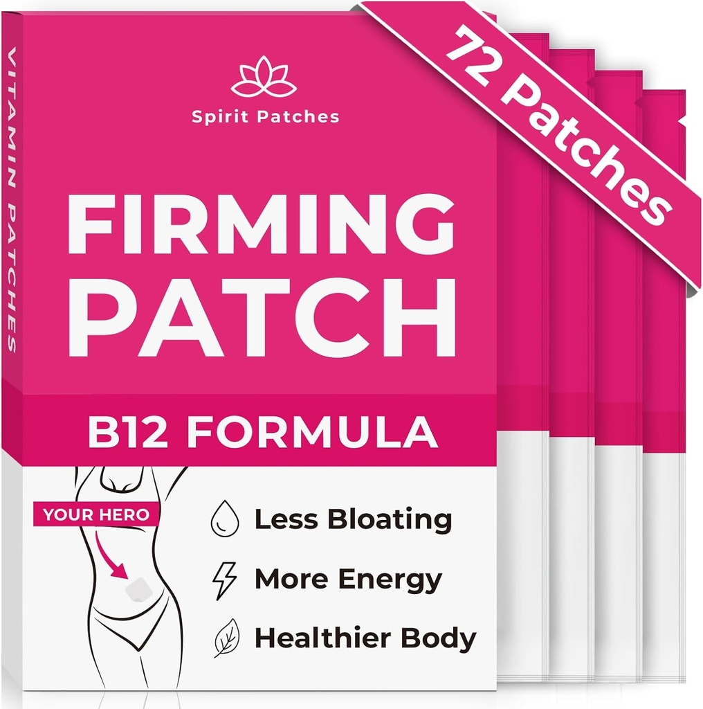 Kiinni B12 Patchs (Pakkaus 72) - 100% Natural Vitamiini Patch naisille, energia & kehon tuki, Itse-havaittava Läpinäkyvä Stickers - parannettu Formula