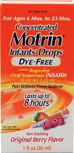 Motrin Pain Reliever/Fever Reducer Infants' Drops Tiiviste Dye-Free Berry Flavor (Pack of 2) by Motrin