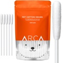 Cotton Swabs koirille ja kissat - Kissan ja koiran korvan puhdistaja Pitkä puuvilla Swab - Erikoispitkä tikku, Kissan ja koiran korvan puhdistuspakkaus pennuille ja lemmikeille, monikäyttöinen lemmikki Cotton Swabs korvat (100 Buds)