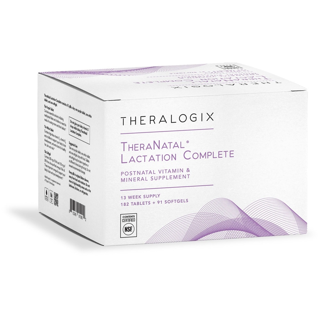 Theralogix TheraNatal Lactation Complete Postnatal Vitamin Supplement - 13-veckors Supply - Breastfeeding Supplement för kvinnor - NSF Certified - 182 tabletter & 91 Softgels
