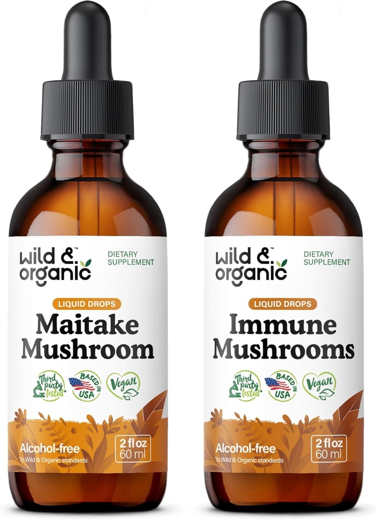 Wild & Organic Maitake Mushrom Tincture 2 fl oz & Immuunisienet Tincture 2 fl oz