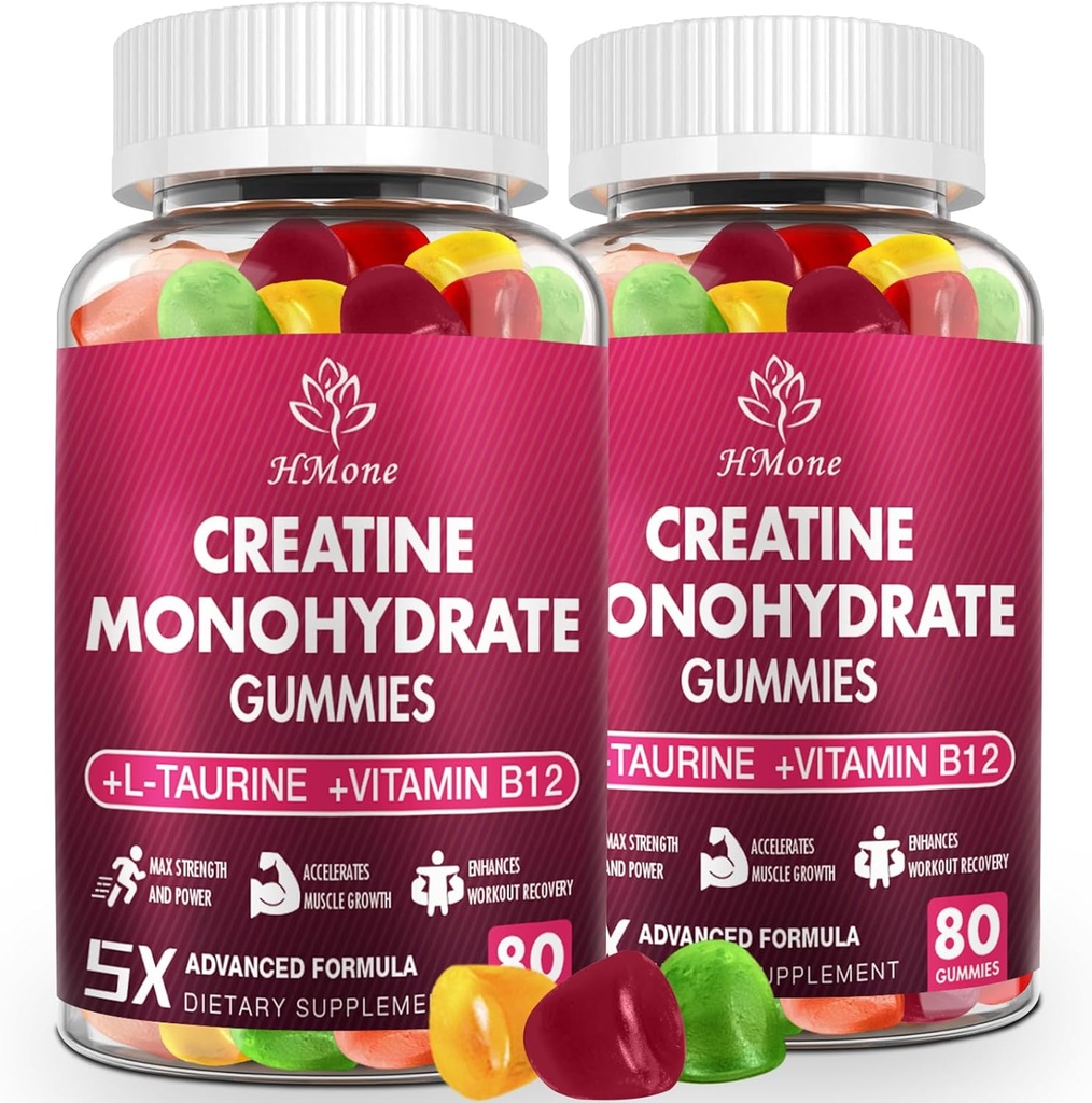 Kreatiini Monohydraatti Gummies - 5g miehille ja naisille, 160 kreatiini ja Creatiini puristavat lisäravinteet lihasten voitto, lihasvoima, energia Boost, ja lihasten rakentaja, sokeriton, vegaaninen