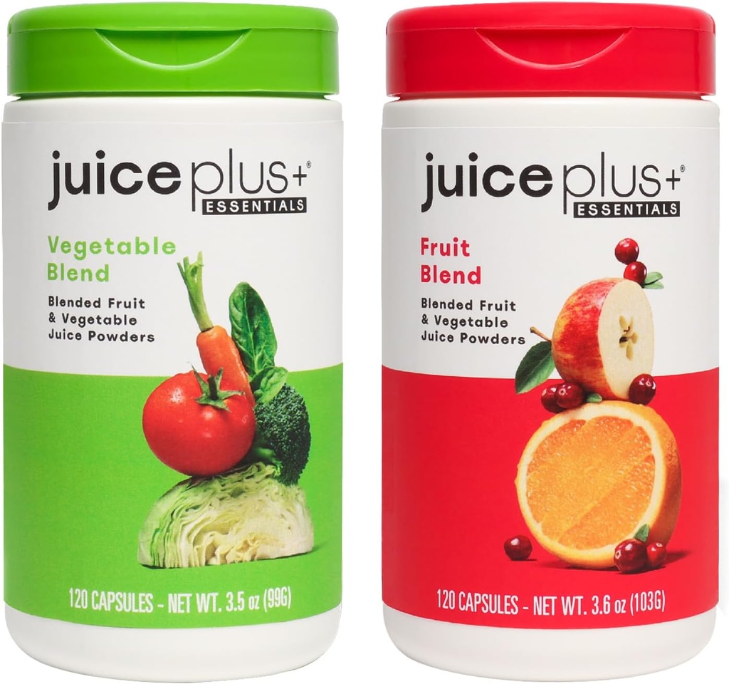 JuicePlus+ Fruit and Vegest Blend: Solid Nutritional Foundation - Boost Family's Health with 20 Fruits & Veggies Plus Plant Nutrients - Prepacked 2 pullot (60 Tarjoilua hedelmiä, 60 Veg)