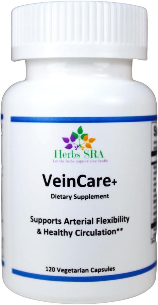 VeinCare Herbal Supplement - Natural Support for Healthy Veins - Rutin, Horse Chestnut, Grape Seed, Mustikka, Nattokinaasi - edistää Optimal Vein Function