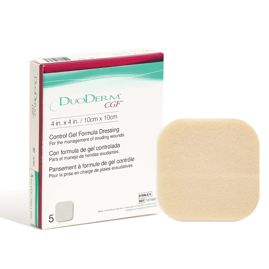 Convatec DuoDERM Control Gel Formula 4"x4" Hydrocolloid Steriili liima pukeutuminen osittainen ja koko paksuus haavoja, Medical Grade, Latex-vapaa, vedenpitävä, Square, Beige, 5ct Box