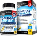 Triple Strength Omega 3 Fish Oil 3000mg - High Potency Omega 3 täydennysosa naisille ja miehille, Burpless Lemon Flavor Fish Oil - 2250mg Essential rasvahapot DHA & EPA, Wild Caught, 90 Softgels
