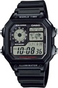 Casio AE1200WH-serien | Mäns digitala klocka | 100M WR | Multilarm | 100 SEC Stopwatch | Countdown Timer | Världskarta för världstid | LED Light | LC Analog Display | 10 år batteri