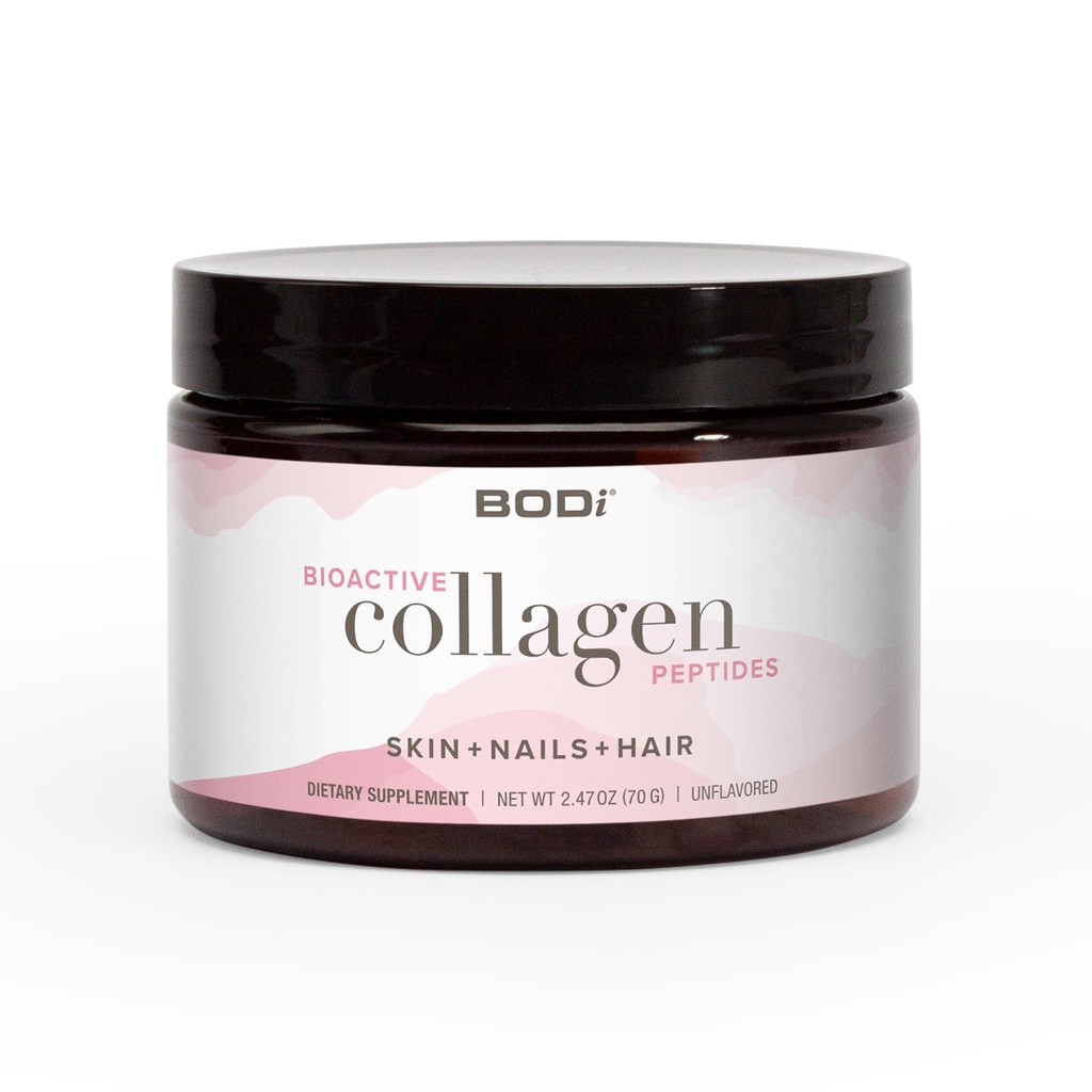 BODi Bioactive Collagen Peptides Powder, Collagen tyyppi I & III iholle, hiuksille ja kynsille, gluteeniton lisäaine naisille - Hydrolysoitu kollageeni, makuamaton, 2,47 oz, 28 tarjoilua