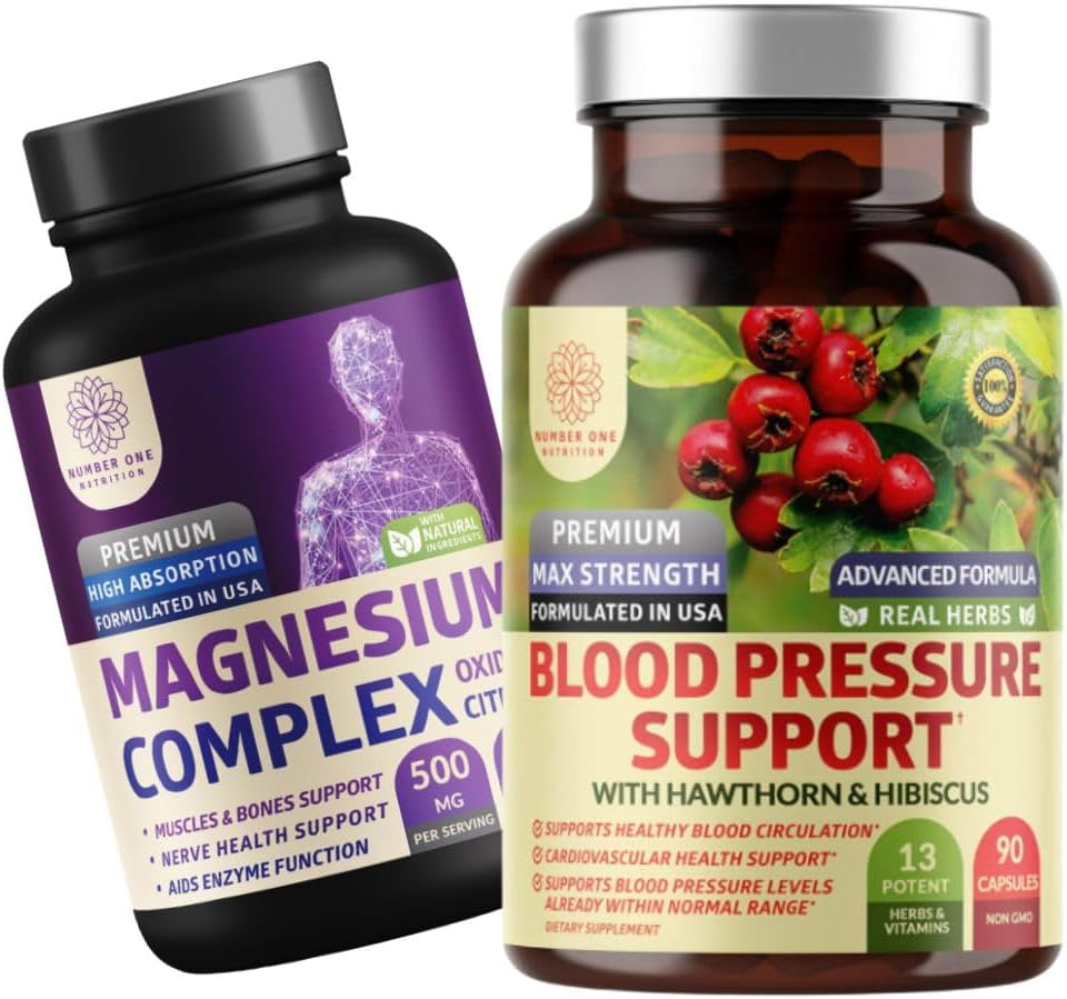 Number One N1N Premium Verenpaineen tuki [113 Potent Ingredients] kanssa Hawthorn ja Hibiscus, ja Magnesium Complex [500 mg High Imeytyminen], 2 Pack Bundle