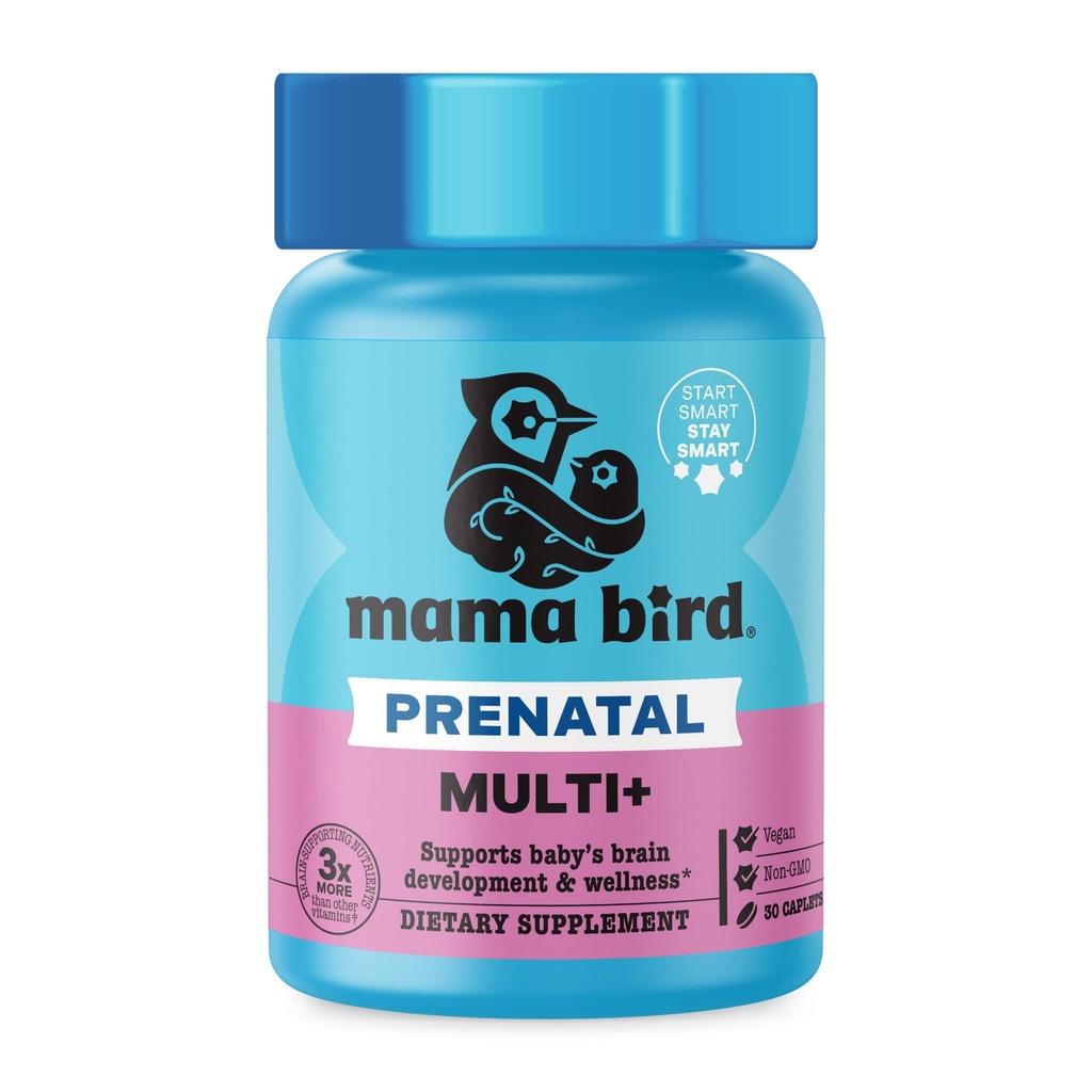 Bästa Nest Wellness Mama Bird Prenatal Multi Plus - Prenatal Care Supplement Supports Brain & Digestive Health - Vegan Multivitamin med L-Methylfolat, Probiotika & More - 30 Caplets (30 portioner)