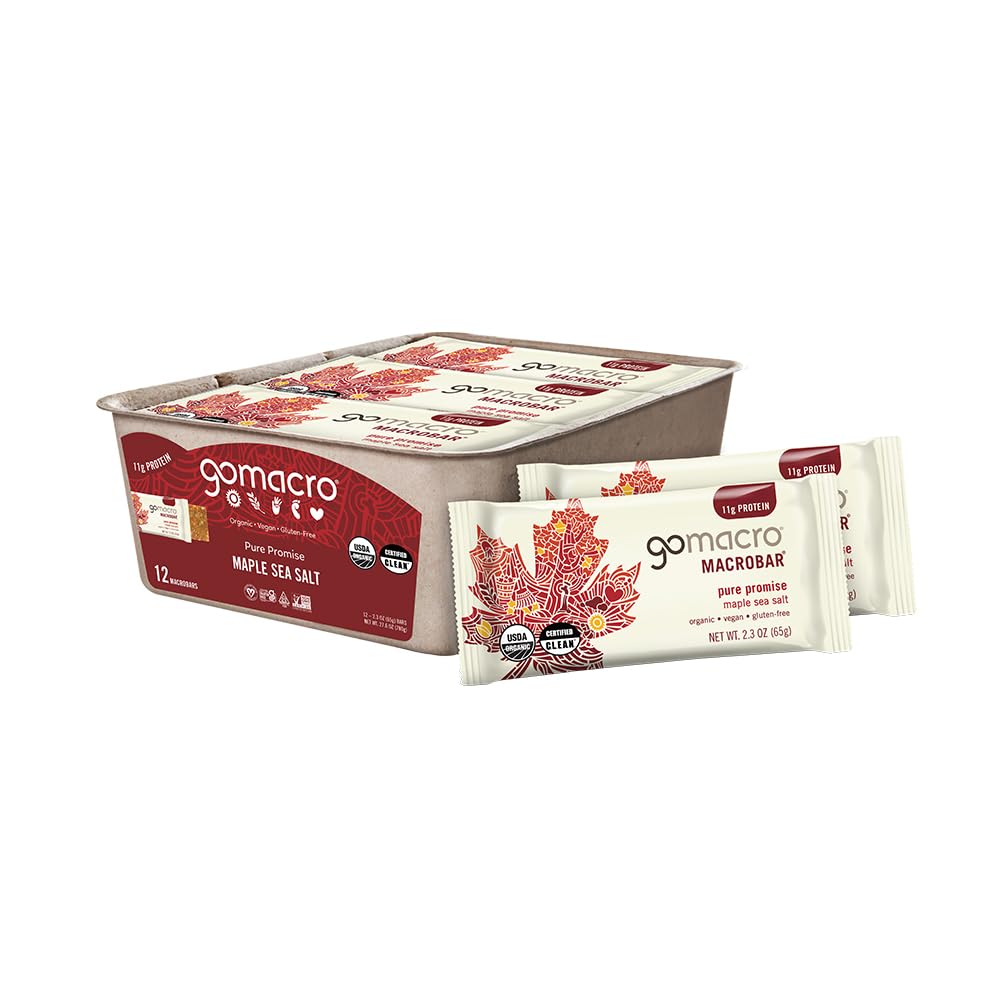 GoMacro MacroBar Organic Vegan Protein Bars - Vaahteranmeren suola (2.3 Ounce Bars, 12 kreivi)