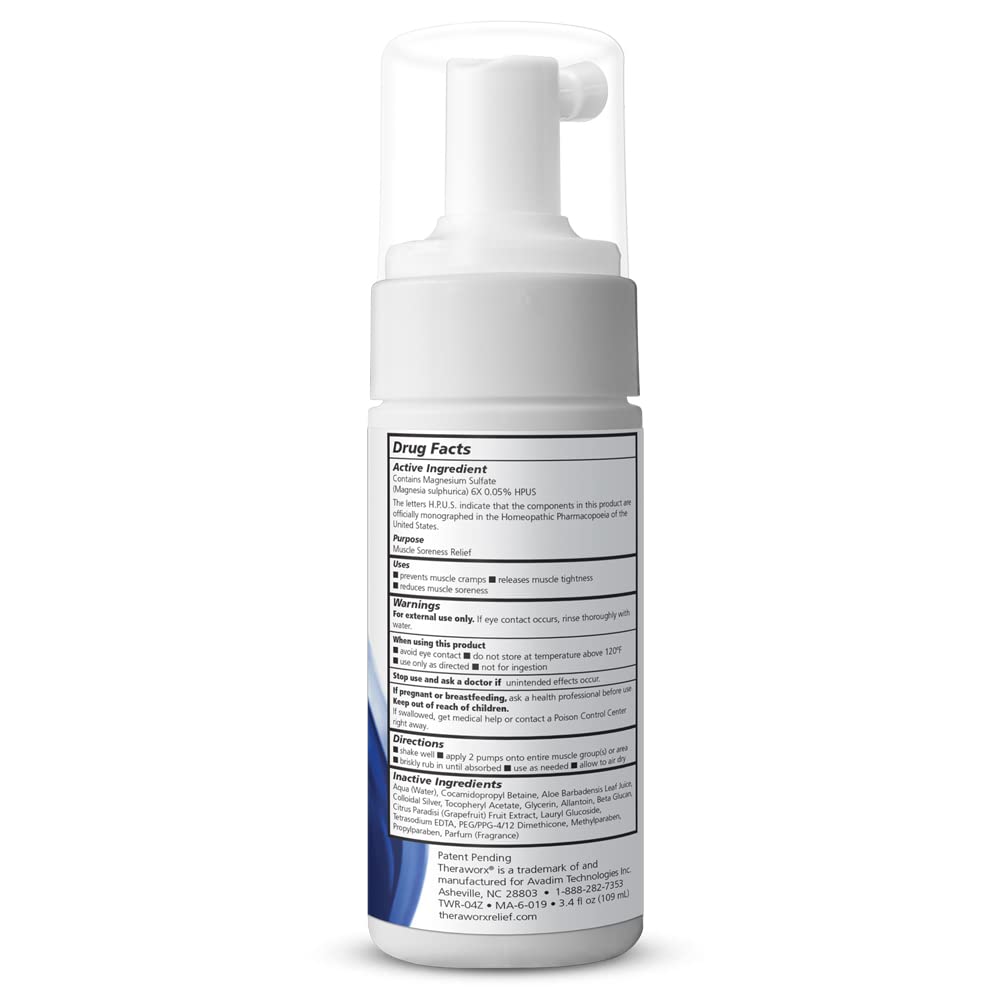 THERAWORX Relief Fast-Acting Skum för Leg & Foot kramper och Muscle Soreness, 3.4oz Travel Size