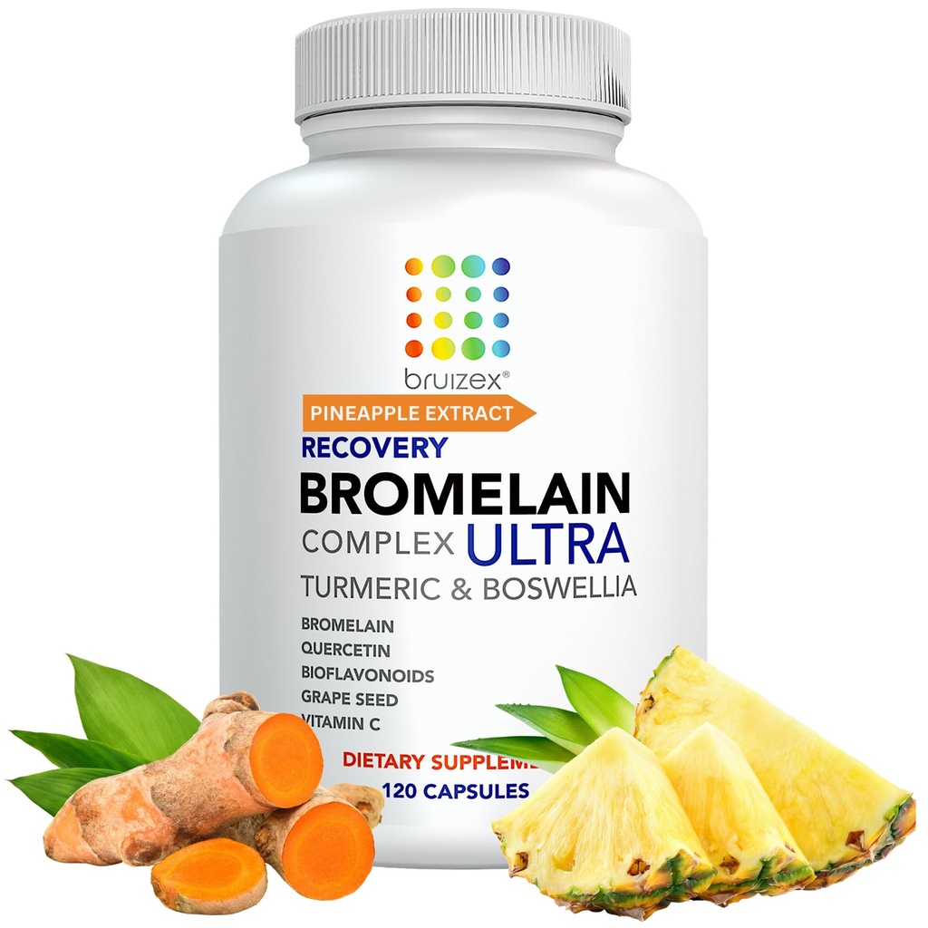 Bruizex Ultra-Bromelain ja Quercetin Bruising Relief lisäravinteet, 120 kapselia