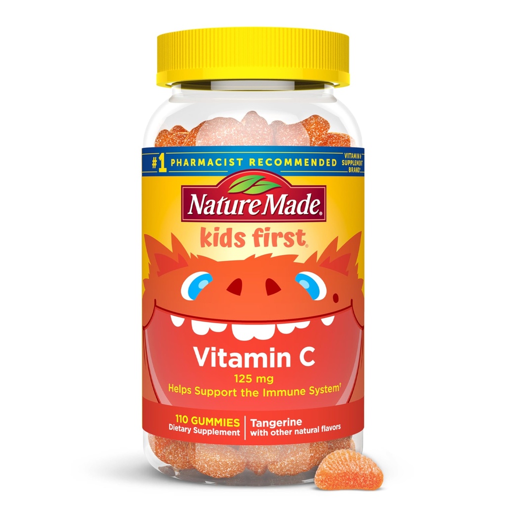 Luonto tehty lasten ensimmäinen C-vitamiini Gummies lapsille, ruokavalio täydentää immuunitukea, 110 Gummies, 110 päivän tarjonta