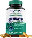 kasvata vitamiini OmegaVita kalaöljy: 800 mg EPA 600 mg DHA Omega 3 täydentää sydän, aivot ja immuuni tuki, Absorbable Triple Strength Fish Oil täydennysosa - 2000 mg per tarjoilu, 30 päivän tarjonta