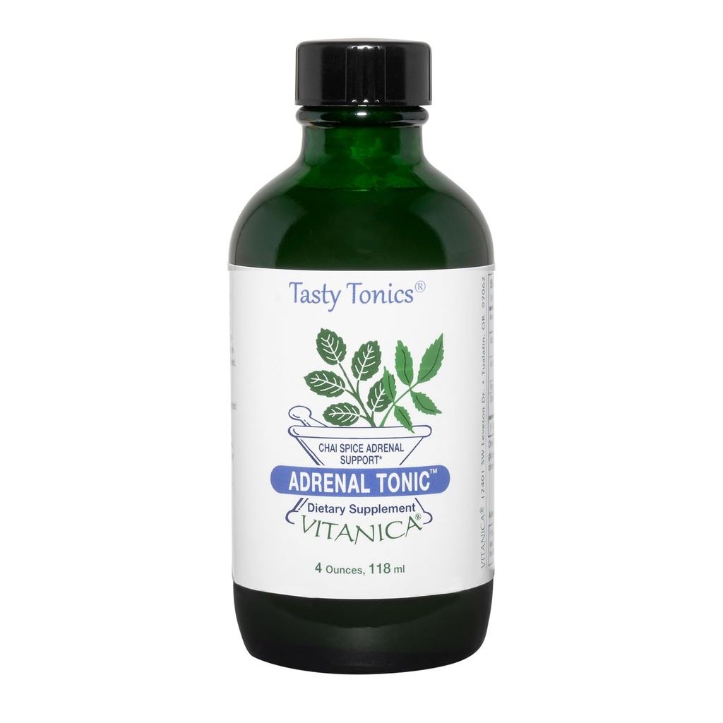 Vitanica Adrenal Tonic, Adrenal Supplement & Support, Alkoholiton, Vegaani/kasvissyöjä, Chai Spice Flavor, 4 Ounce