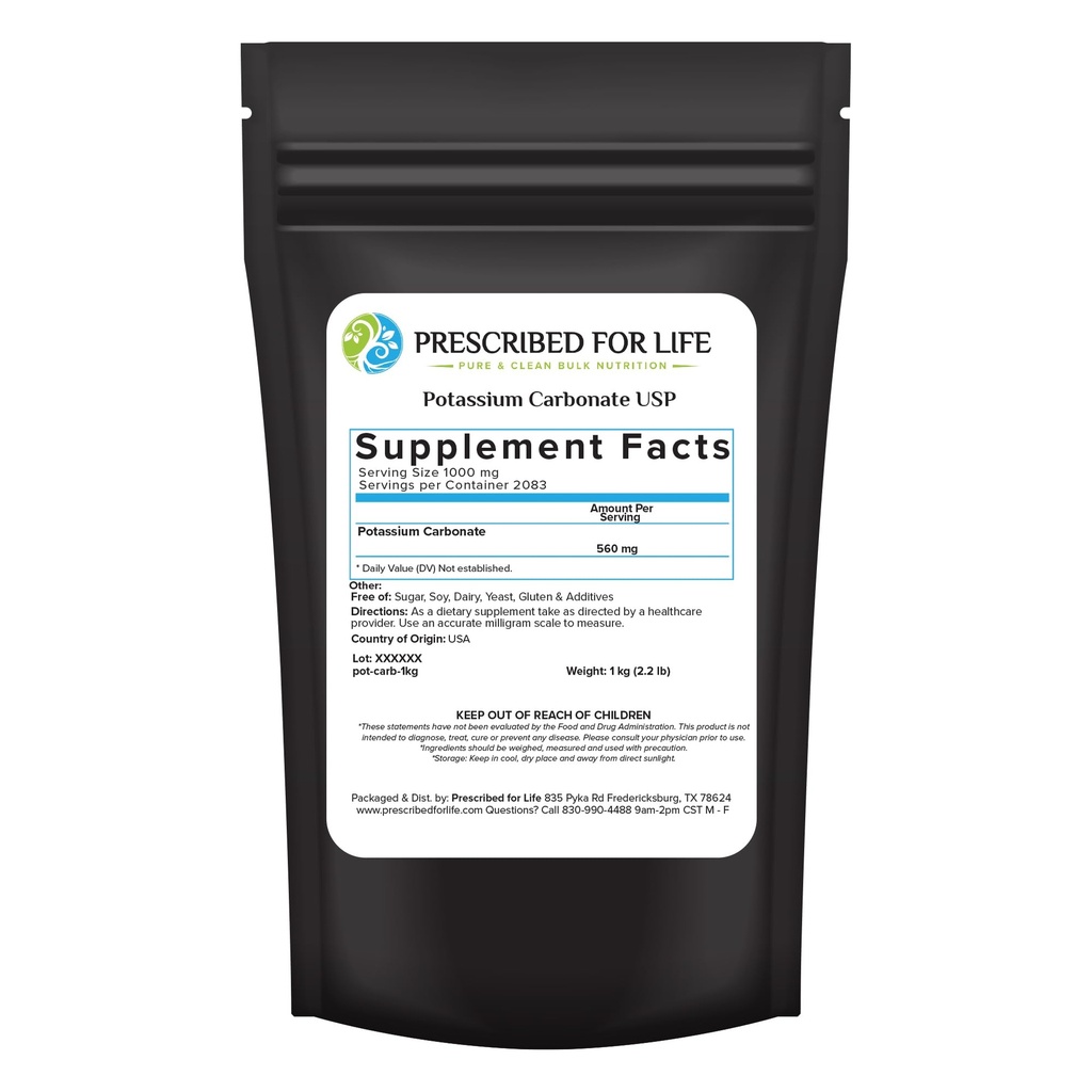 Määrätty Life Kaliumkarbonaattijauhe, Natural USP Food Grade Potash kasvit, Saippua, Lisäravinteet, & lisää, puhdas irtotavarana Kaliumjauhe (1kg / 2.2lb)