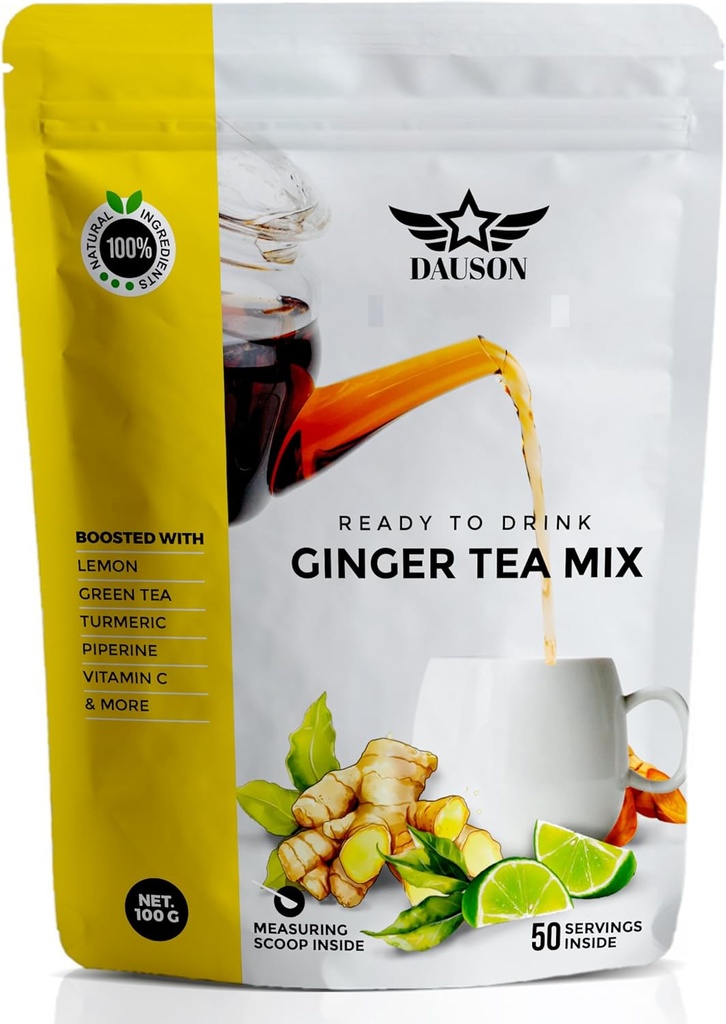 Inkivääri sitruuna yrttiteejauhe ... Virkistävä Blend kanssa lakritsi, kurkuma, kofeiiniton vihreä tee, C-vitamiini, vegaaninen, Gut-frendly detox tee... 50 tarjoilua