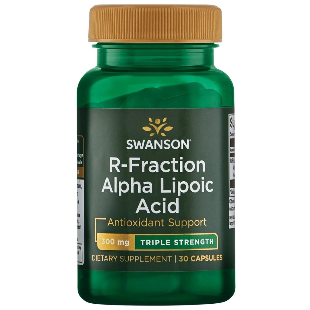 Swanson Triple Strength R-Fraction Alpha Lipoic Acid - Edistää Tervettä Verenpaine & Toimittaa olennaisia ravintoaineita - (30 kapselia, 300 mg Each)