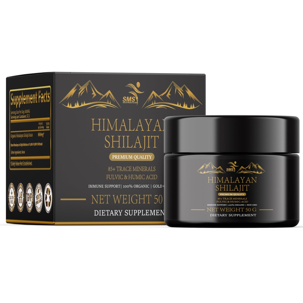Shilajit Pure Himalayan Shilajit Resin - Gold Grade 100% Pure Shilajit med Fulvic Acid & 85 + Trace Minerals Complex för energi och immunstöd - 50g
