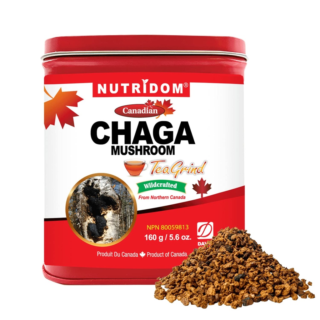 Nutridom Canadian Chaga Mushroom Tea Grind, Pebbles, Wild-Harvested, käsin poimittu, 160 g