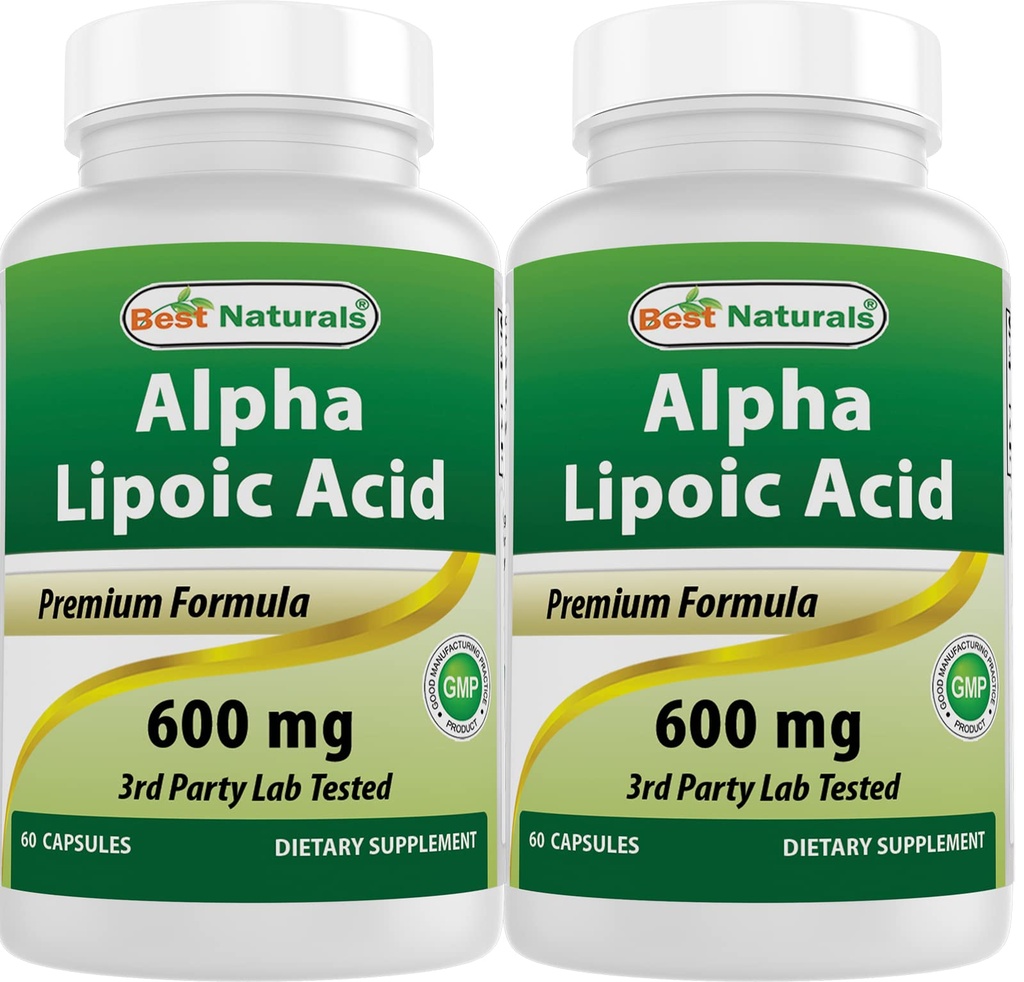 Bästa Naturals Alpha Lipoic Acid 600 mg 60 kapslar - ALA kraftfull antioxidant (60 greve av 2))