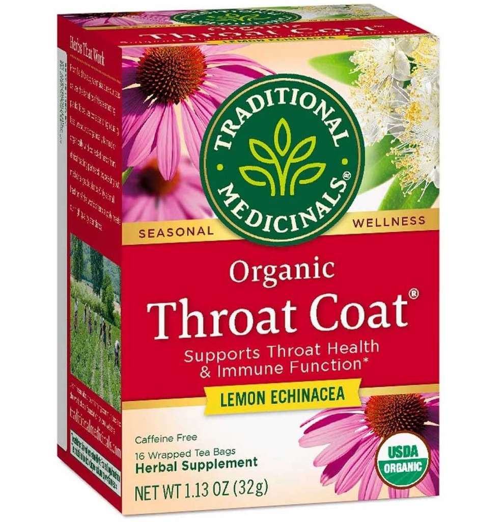 Perinteiset lääkevalmisteet Orgaaninen kurkkutakki Lemon Echinacea Yrttiteetä, joka tukee kurkkujen terveyttä (16.