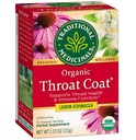 Traditionella Medicinals Organic Throat Coat Lemon Echinacea Herbal Tea, stöder halshälsa (16 greve av 2)