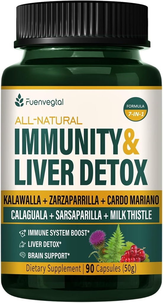 Jamaikalainen Sarsaparilla Root Immuniteetti & Maksa Detox Cleanse kapselit, ihon terveys & immuuni tuki täydentää Kalawalla Milk Thistle. Zarzaparrilla y Cardo Mariano para el Higado Graso. 90 Caps
