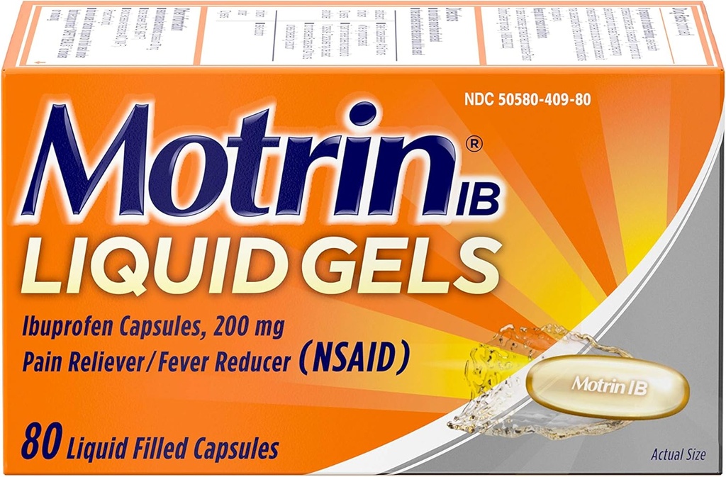Motrin IB 200 mg Ibuprofeeni Nestemäinen Gel Pain Reliever/kuume- reduktori särkyyn ja kipuun, 80 lla