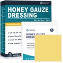 Honey Gauze Wound Dressing, 4" x 4" Manuka Honey Wound Care, Medical Grade Honey Bandges for Haavanhoito, Honey Patch for Faaster Healing from Burns, Abrasions, Cuts and Scalds (Pack of 10)