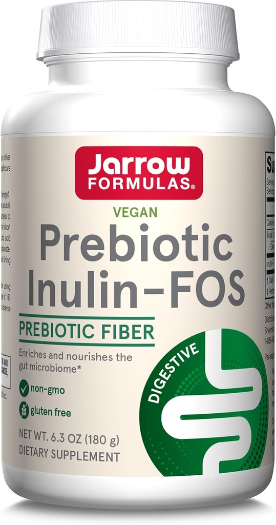 Jarow Formulas® Prebiootti inuliini FOS Prebioottikuitu täydentää, 6.3 Oz, Prebiootit Gut Health ja digestiivinen tuki, Noin 47 Servings