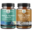 Bundle of Advanced Nootropic Aivojen tuki täydentää muistia ja keskittyä vitamiineja ja Advanced Lion Mane Sieni täydentää Reishi, Chaga, Maitake & Shiitake muistoja tukea ja keskittyä