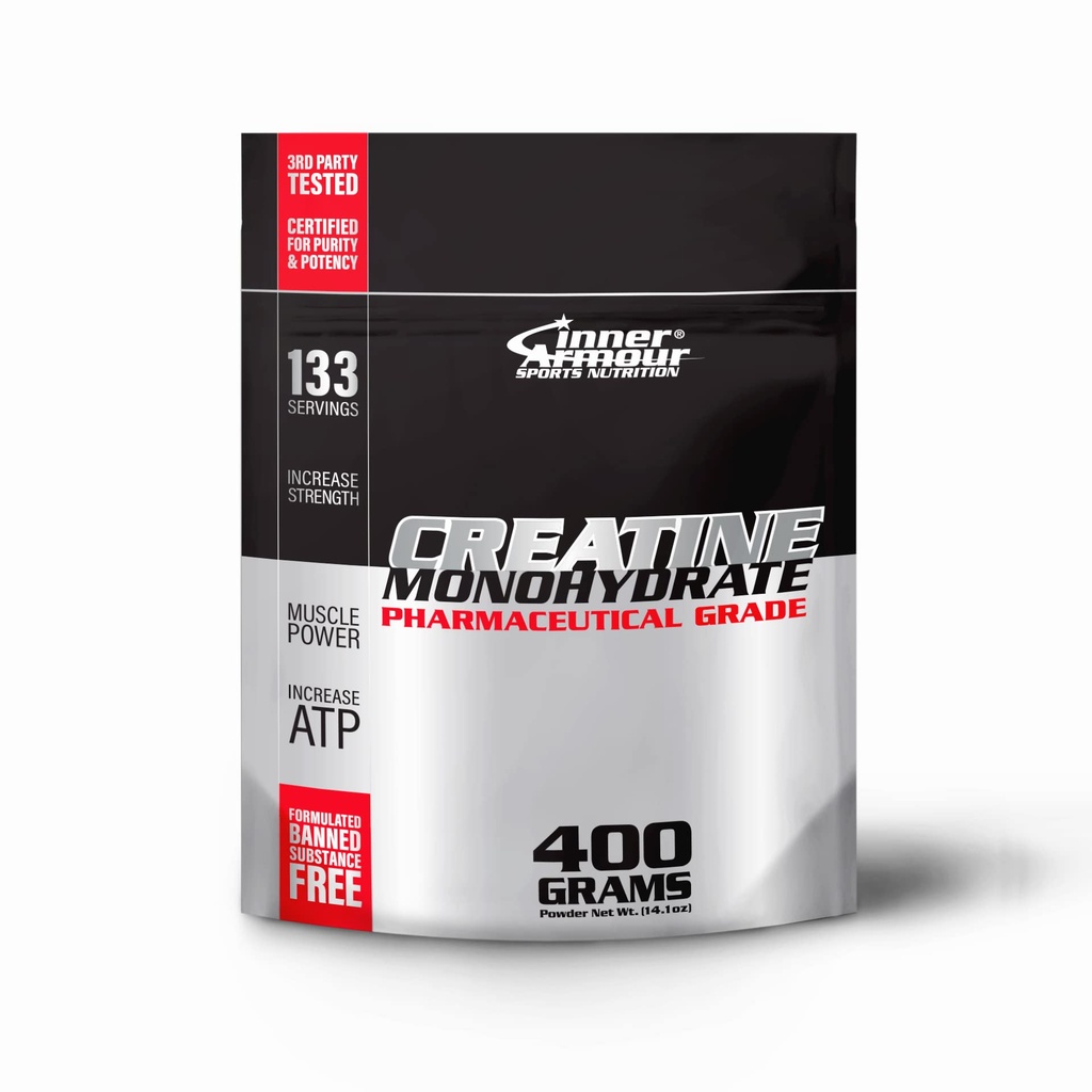 Micronized Creatine Monohydratpulver - Öka muskelstyrka och uthållighet - Snabb upplösning, smakfri, Vegan Fitness Supplement, Keto Friendly - 400 gr eller 133 portioner