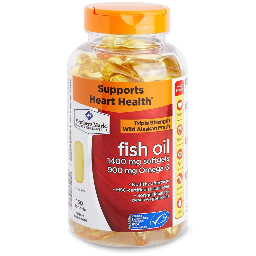 Jäsen Mark - Omega 3, Fish Oil 1400 mg (900 mg EPA/DHA), Enteric Coated, 150 Softgels