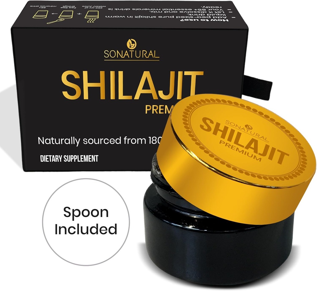 SONATURAL Shilajit Pure Himalayan Organic - 30g Premium 100% Pure Shilajit Hartsi Fulvic Acid & 85+ Trace Minerals Complex for Energy & Immune Support, (2 kuukautta toimitus)