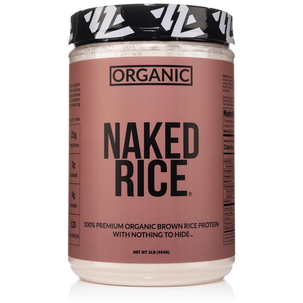 Naked Rice 1Lb - Organic Brown Rice Protein Powder - Vegan Protein Powder, GMO Free, Gluten Free & Soy Free. Plant-Based Protein, Inga konstgjorda ingredienser - 15 portioner