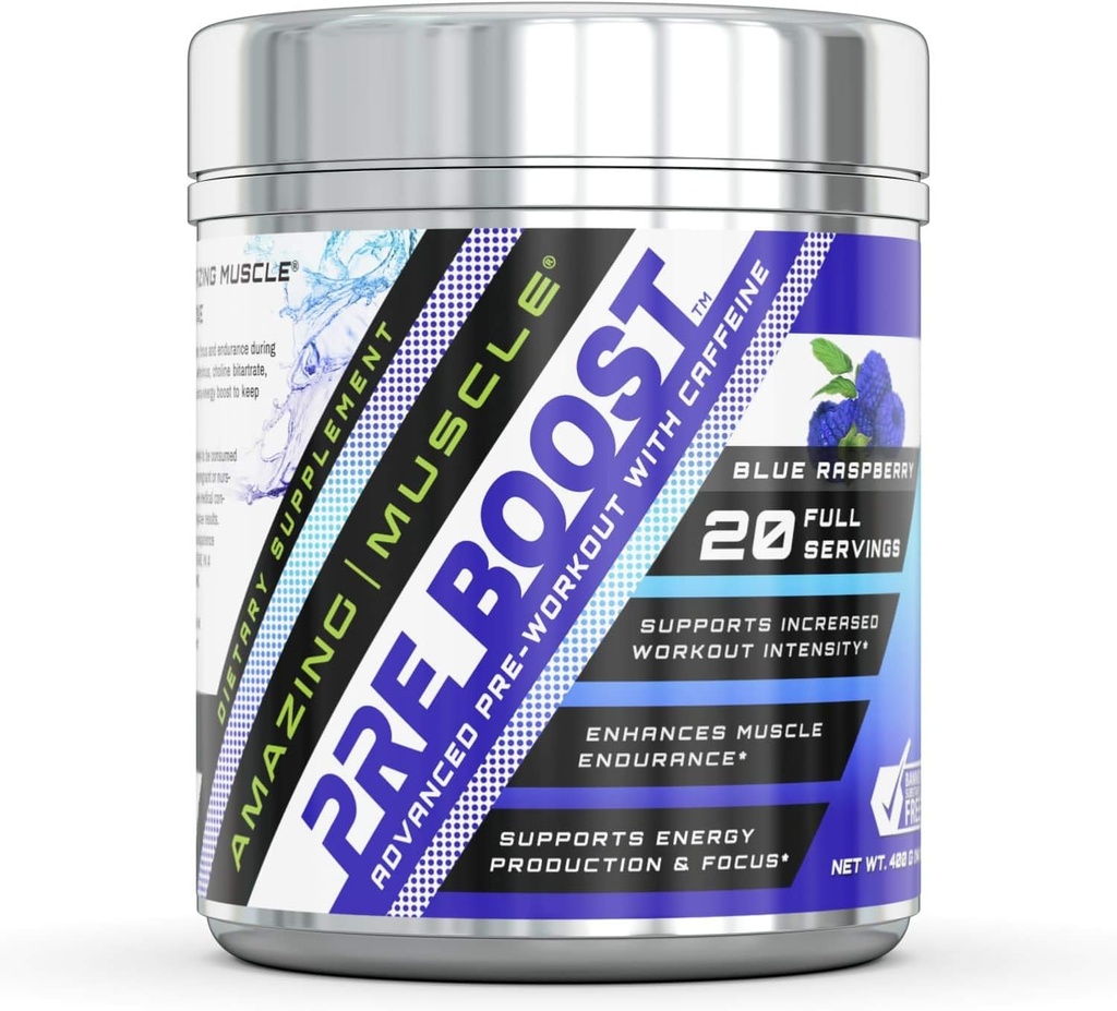 Hämmästyttävä Lihas Pre Boost Formula kofeiini täydentää ... 20 tarjoilua per kontti...