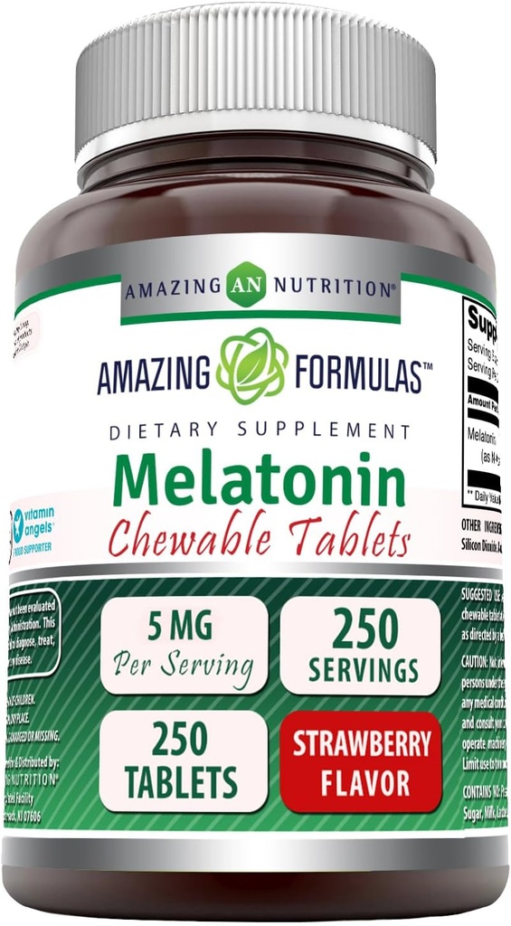 Hämmästyttävä Formula Melatoniini purutabletti ... 5 Mg per tarjoilu 250 tablettia...