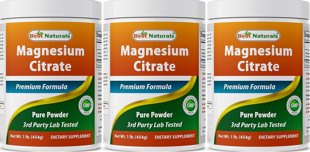 Best Naturals Magnesium Citrate Powder 1 punta (1 LB (Pakki 3))