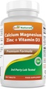 Bästa Naturals Calcium Magnesium Zink med vitamin D3, 300 tabletter - Calcium 1000 mg, Magnesium 400 mg, Zink 25 mg och D3 600 IE per portion (3 tabletter)