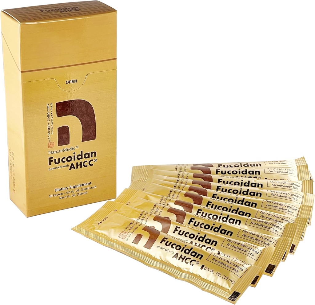 Fucoidan Powered with AHCC® Brown Seaweed Immuniteetti Supplement with High Puhtaus Organic Mekabu Mozuku Agaricus 10 Tiivistetty nesteuute Paketit valmistettu Japanissa