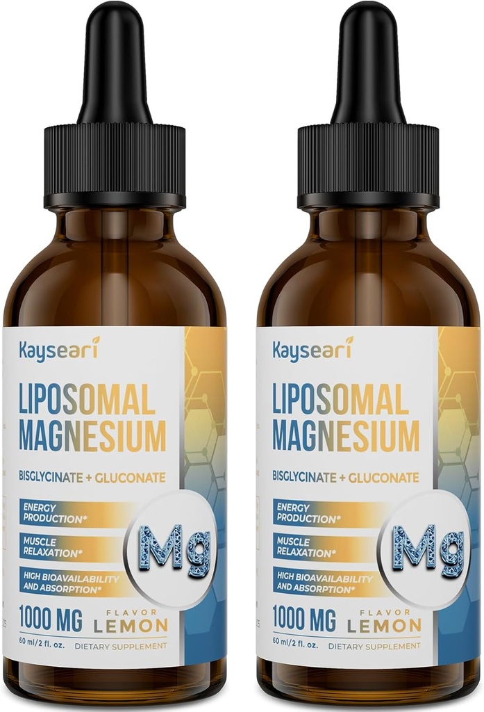 Suuri vahvuus Liposomaalinen magnesiumtippa, helposti absorboivat kelatut magnesiumbisglysinaatti- ja magnesiumglukonaattimuodot, 60ML Lemon Flavored Liquid Drops