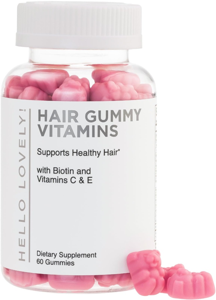 Hiusvitamiinit Gummies - Biotiini 5000 mcg kanssa E-vitamiini, C & Sinkki, hiusten kasvu vitamiinit naisille ja miehille - vahvempi, kaunis hiukset, iho ja kynnet täydentää, ei-GMO & Gluteenittomat - 60 Gummy Bears