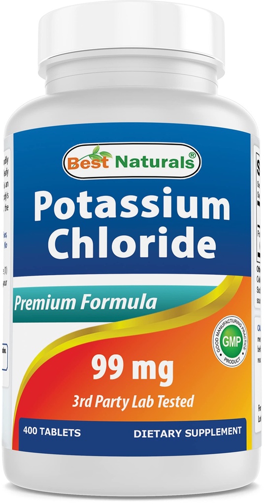 Bästa naturliga kaliumkloridtillägg 99mg 400 tabletter - 3rd Party Lab Tested